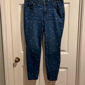 Crown & Ivy Women's Dark Blue Starry Skinny Jeans